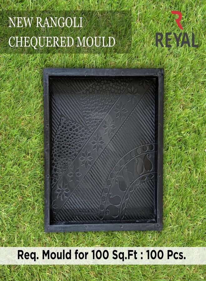 Reyal Plastic Black 12" X 12" New Rangoli Chequred Tile Mould(H : 25mm) Interlocking Paver Mould|Outdoor Paving Chequred Tiles Mould (1) - Image 5